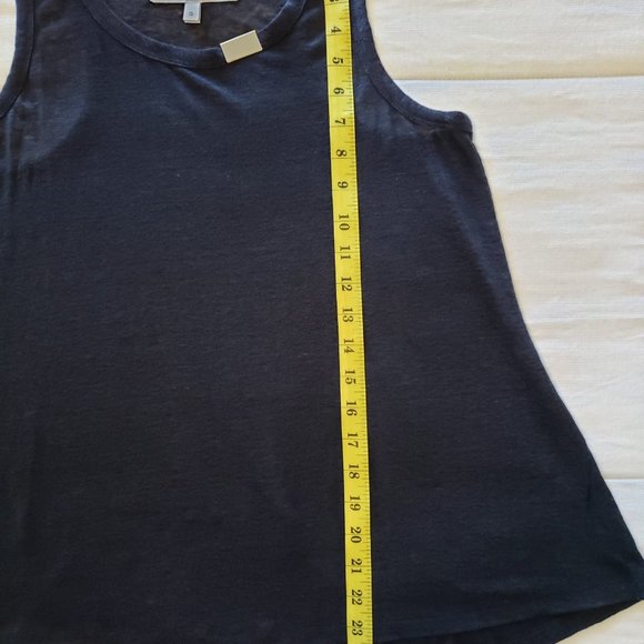 EUC *Derek Lam 10C* Women´s Navy Blue 100% Linen Semi-Sheer Tank Top Small - Picture 4 of 8